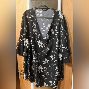 BloomChic Floral Print Ruffled V-Neck Shirt